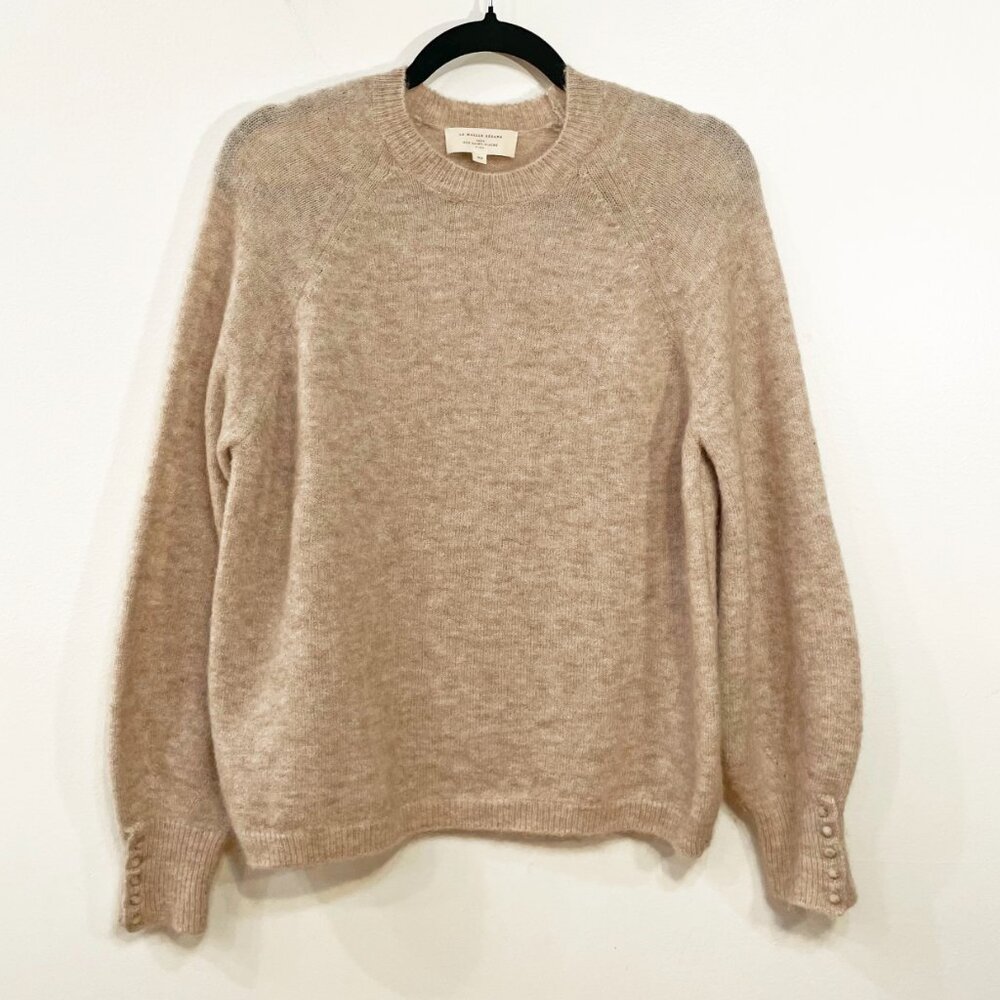 EUC Sézane Louise Puff Sleeve Mohair Wool Sweater Beige XS - Picture 4 of 10
